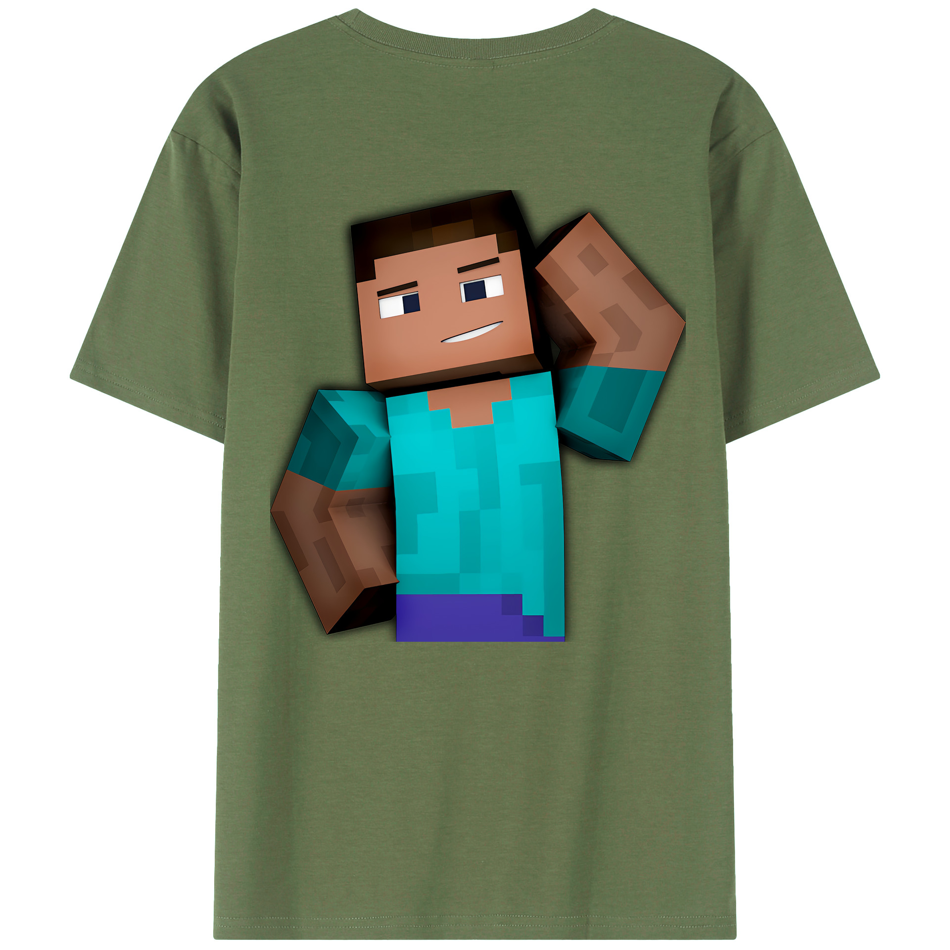 （画像用） マインクラフト ブロックの世界 Minecraft MC Block world 綿100％ メンズ半袖Tシャツ（バックプリント） 通気性